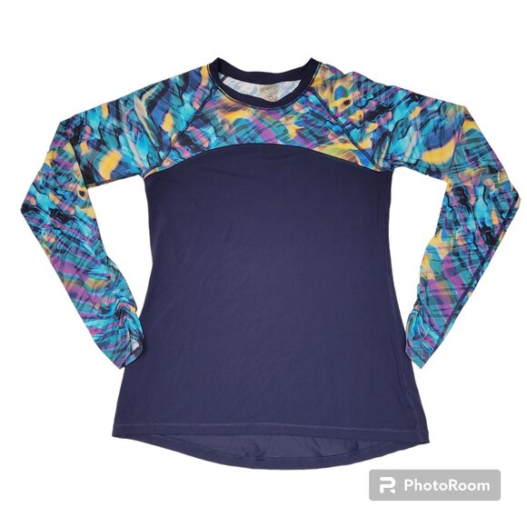 SOLD! Calia by Carrie Underwood Swim Rash Guard Long Sleeve Colorful Rouche - Picture 1 of 11